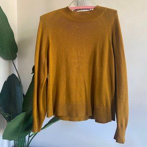 Mustard Knit Everlane Mockneck Sweater